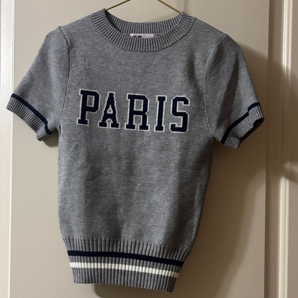 SO Gray Crewneck Sweater with Paris Print